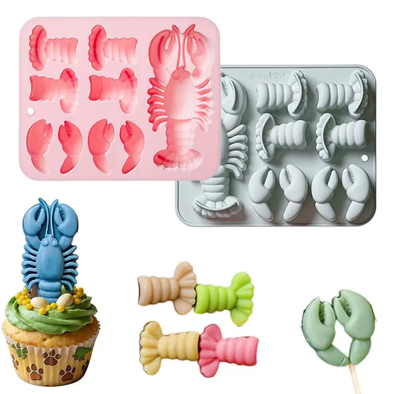 Lobster Silicone Chocolate Mold Flexible Baking Mould for Fondant Gummy Jelly Cake Decorating Creative Kitchen Tool Set