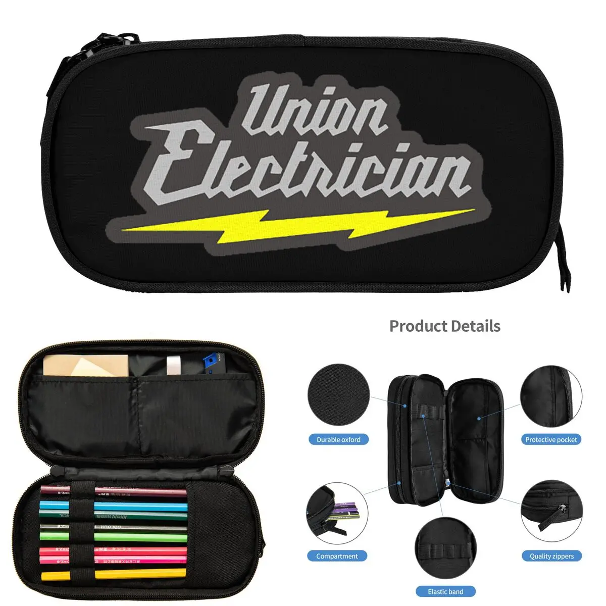 학생 학교 펜 상자 연필 가방 대용량 연필 주머니 펜 홀더에 대한 유니온 전기 연필 케이스