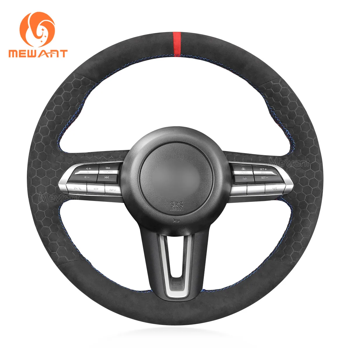 

MEWANT Alcantara Dark Gray Steering Wheel Cover Holster for Mazda CX-30 CX30 2019-2020 Mazda 3 Axela 2019-2020