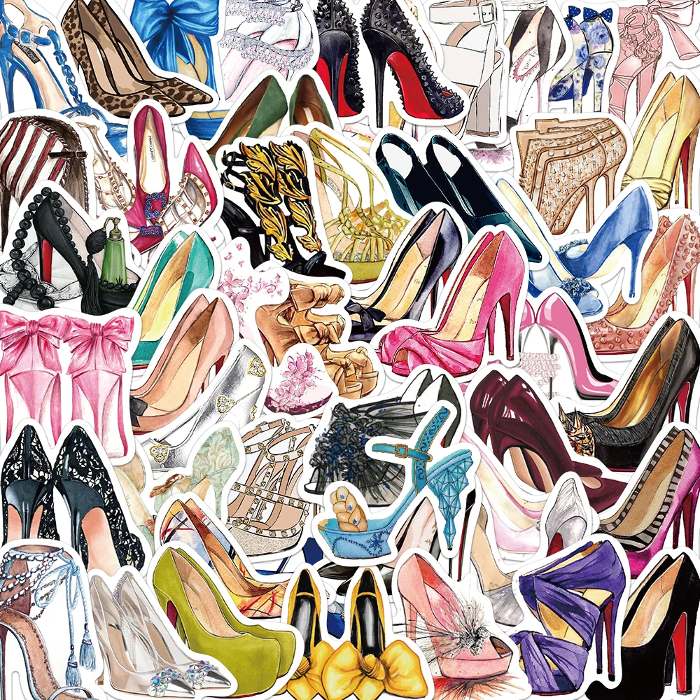 50PCS High Heel Shoes Graffiti Sticker Cartoon Beautiful Waterproof DIY Book Laptop Cup Phone Guitar Kids Gift Toys Decal