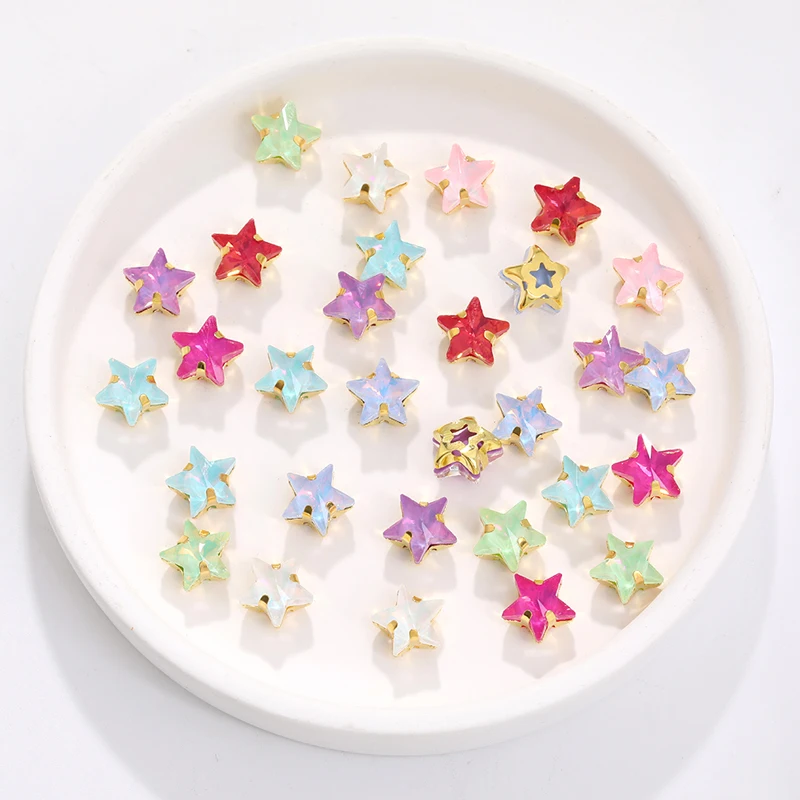 Sewing Rhinestones For Clothes 10mm Star Shape Stones Glass Crystals Clothing Decoration Accessories Crafts Gems Sewn Crystals