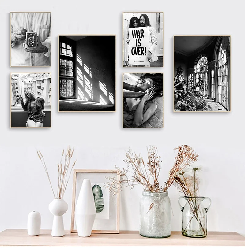 War Is Over Wall  Black White Fashion Canvas Painting Print Poster Smoking Woman Nordic Picture Living Room Home Decoration