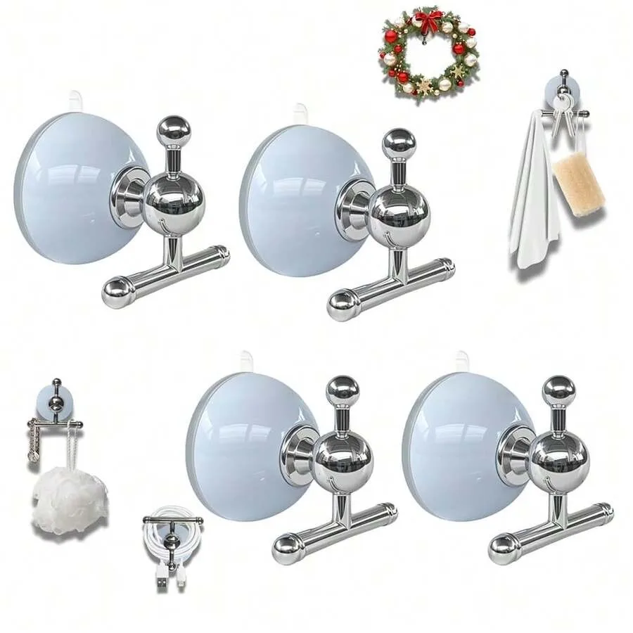 

T-Bar Suction Cup Hooks For Shower - Suction Cup Wreath Hanger For Front Door, Reusable, Multifunctional Hooks For Bathroom Win