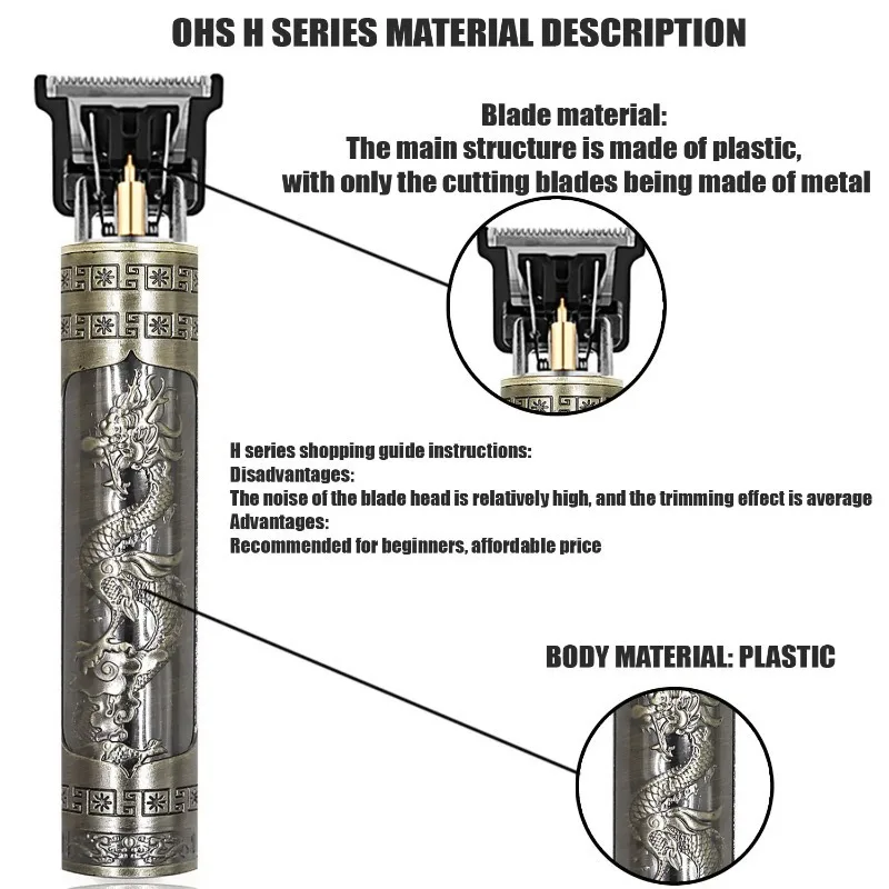 T9  Hair Trimmer USB Cordless Rechargeable Electric Shaver Anti-Slip Handle 0mm Bald Detail Trimming for Men Home Barber Use