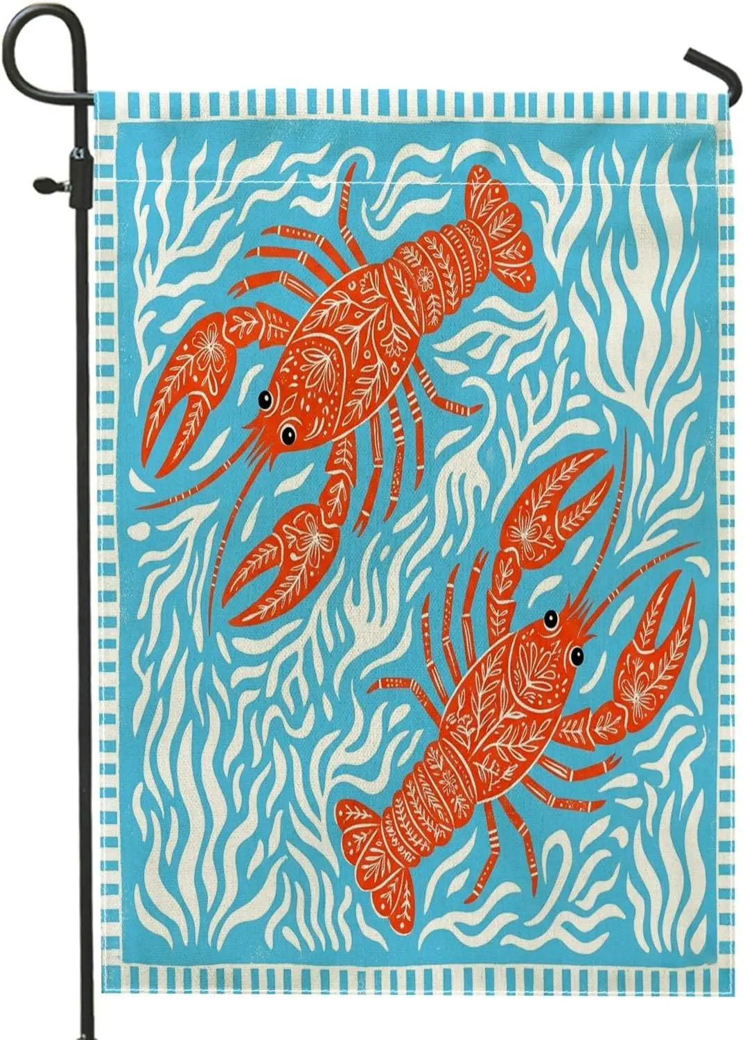Coastal Crawfish Front Yard Backyard Burlap Garden Flags 12x18 Double Sided for Outdoor, Cute Novelty Modern Stripes Small H AAS