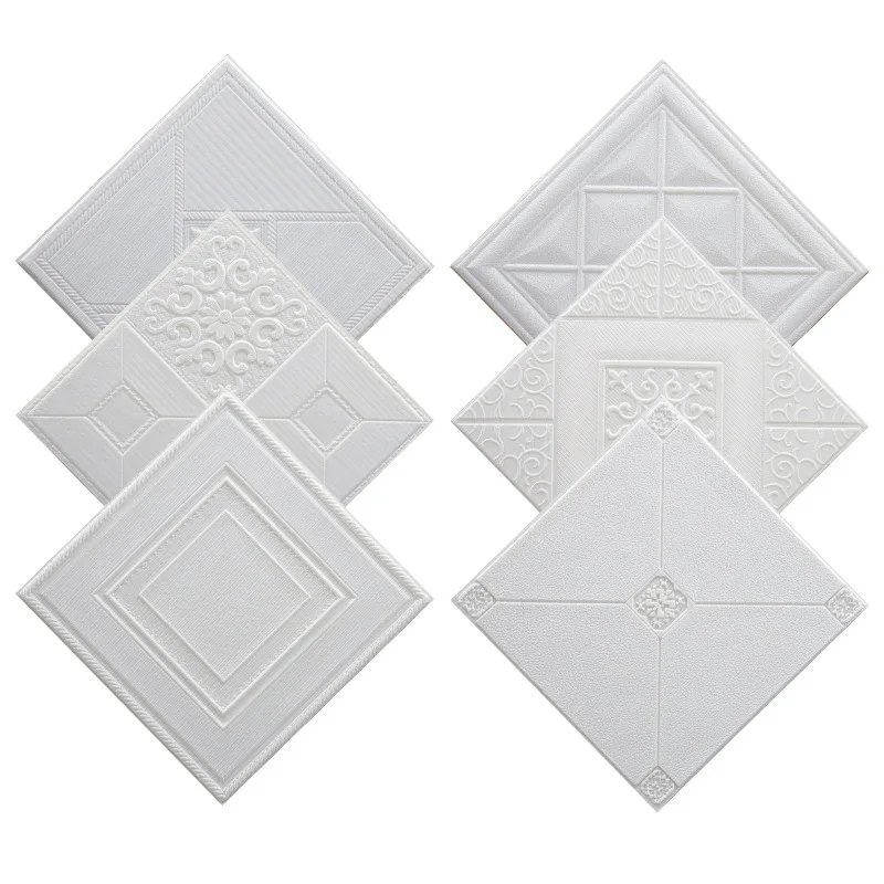 3D White Foam Wall Stickers Self-Adhesive Foam Panel Home Decor 35*35cm For Living Room Bedroom Ceiling TV Wall Art 20/30/40 PCS