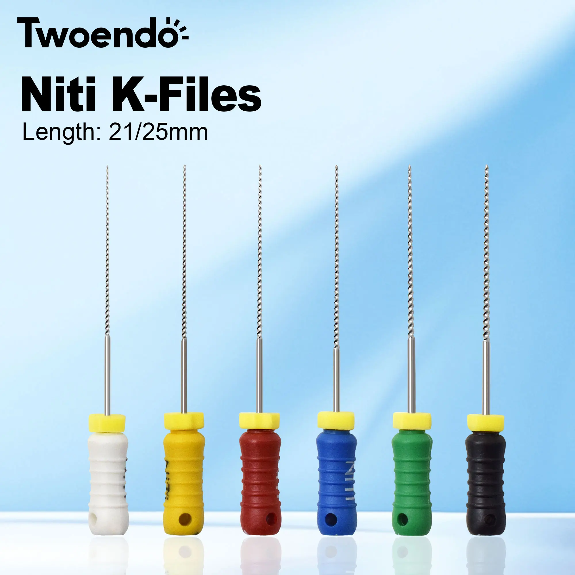 1 Box Twoendo Hand Use NITI K Files 21mm/25mm Optional Size Endo File #15-40 #45-80 Endodontic File Dental Root Canal Instrument