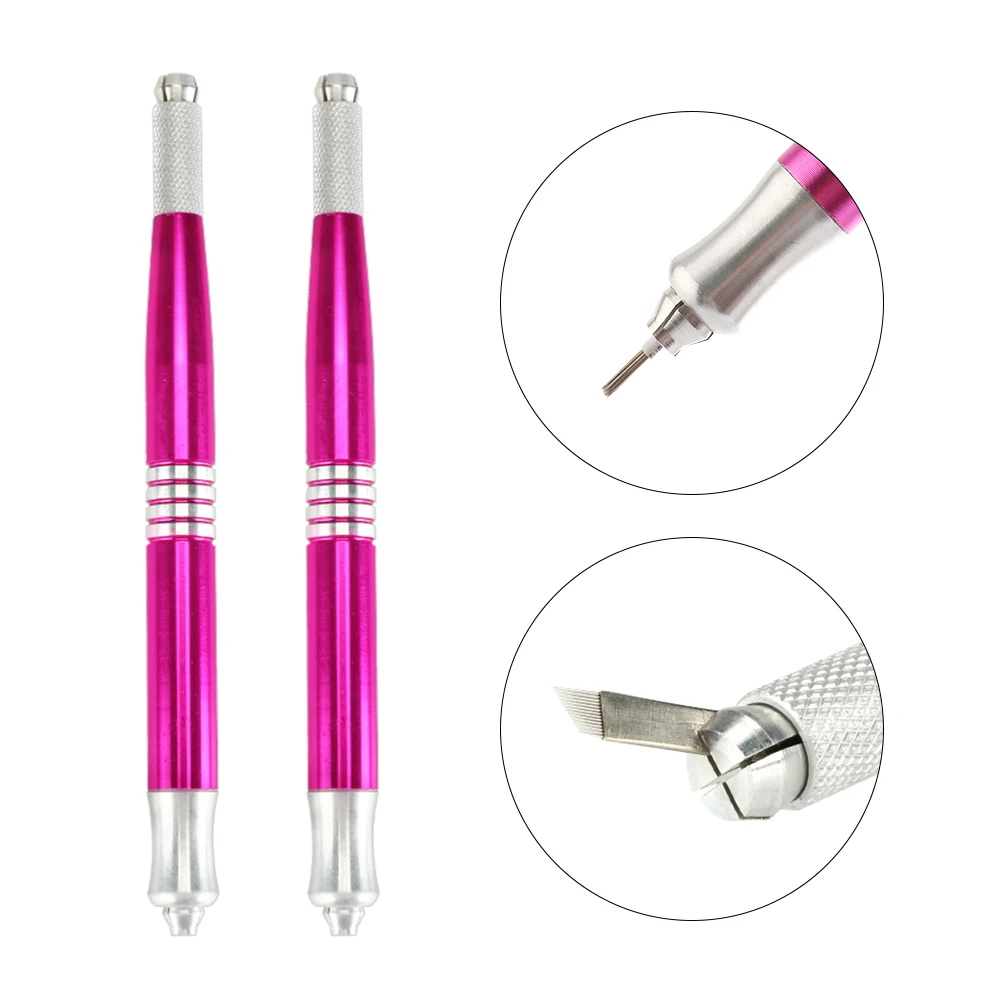 High Quality Microblading Pen Kit Double Head Manual Hand Tool Micropigmentation Eyebrow Permanent Makeup Support Blade Tattoo