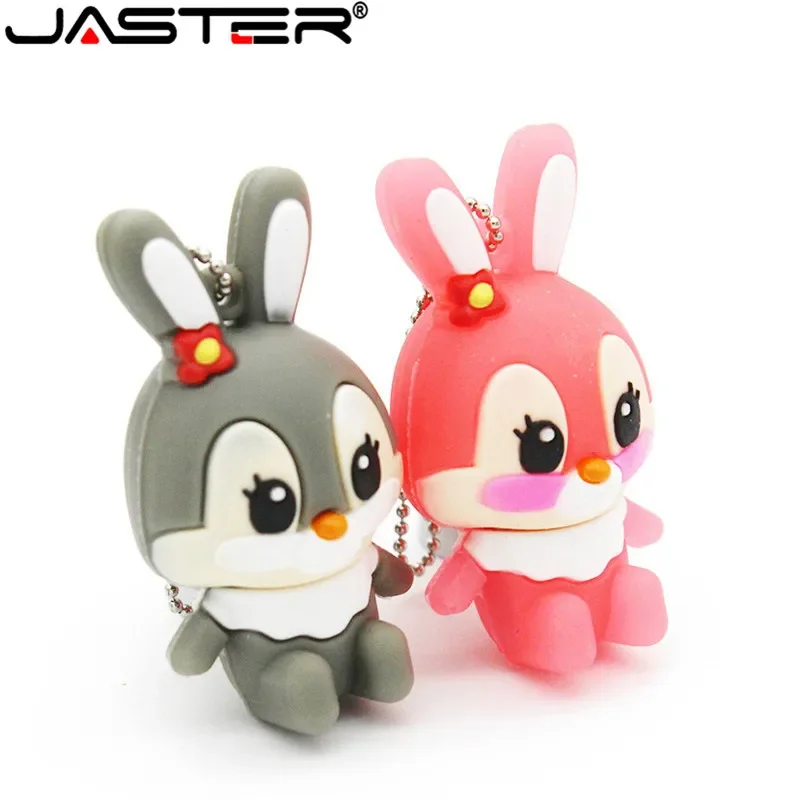 

JASTER Rabbit Silicone USB Flash Drive 128GB Gifts for Kids Memory Stick 64GB 100% Real Capacity Pendrive 32GB Cute U Disk 16GB