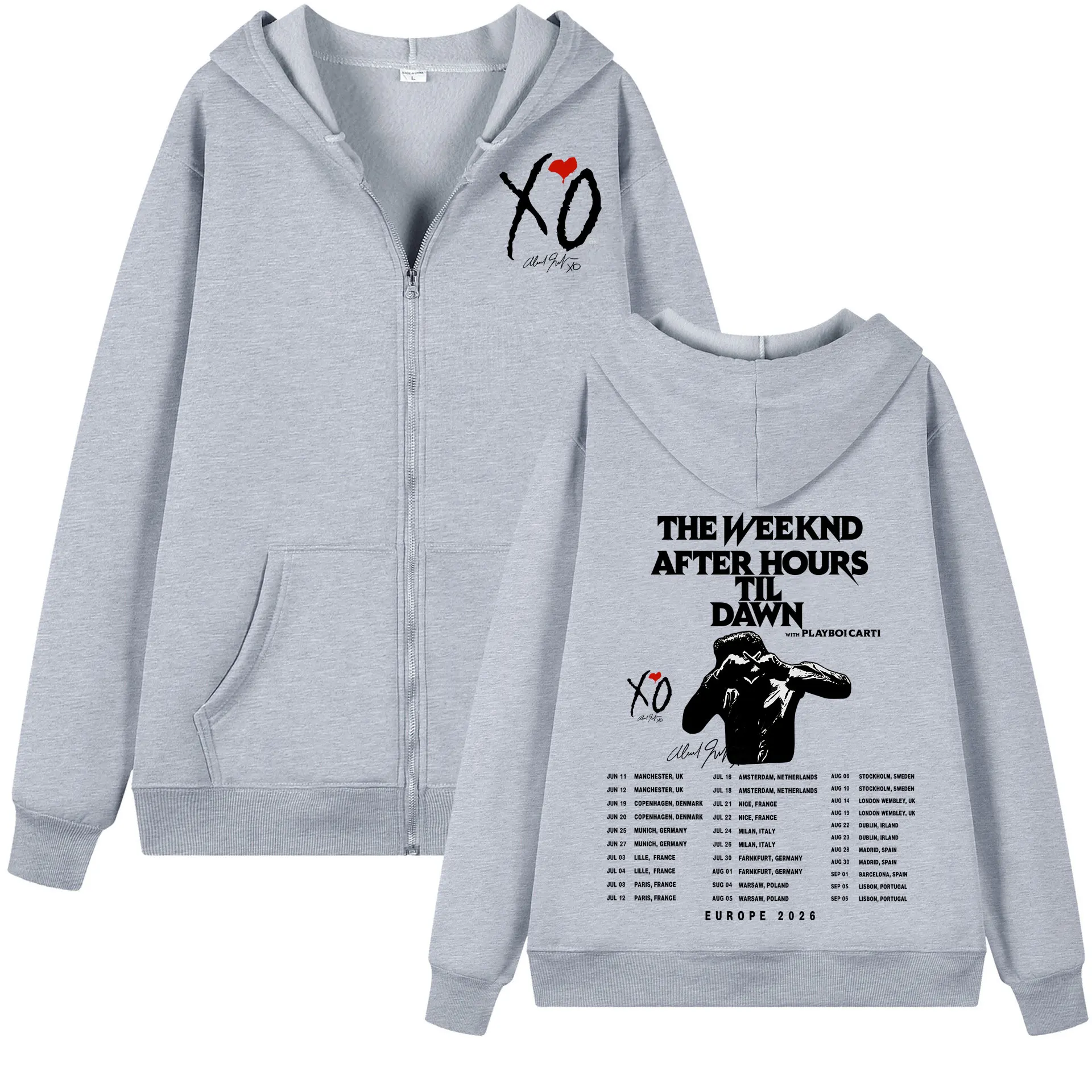 Rapper The Weeknd Zipper Hoodies After Hours Til Dawn Tour 2026 