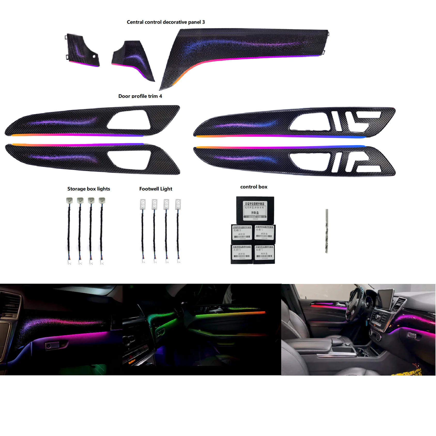 

For Flowing Colored LED Ambient Light For Mercedes-Benz ML GL 2013-2015 GLE GLS 2016-2019 Interior Dashboard LED Ambient Light