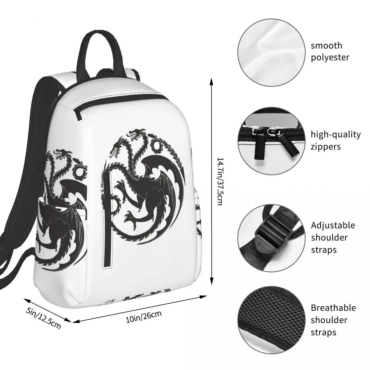 Game Of Thrones House Targaryen Backpack Student BookBag Boys Girls School Bag Laptop Shoulder Bags Men Women