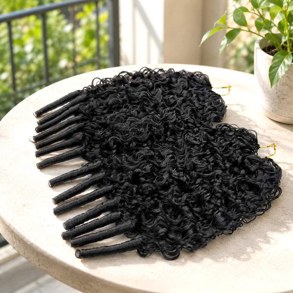 Smilegirl High Quality Burmese Curly Crochet Human Hair Knots Feather Crochet Hair Extensions Invisible Knotless Kinky Curly Braiding Hair