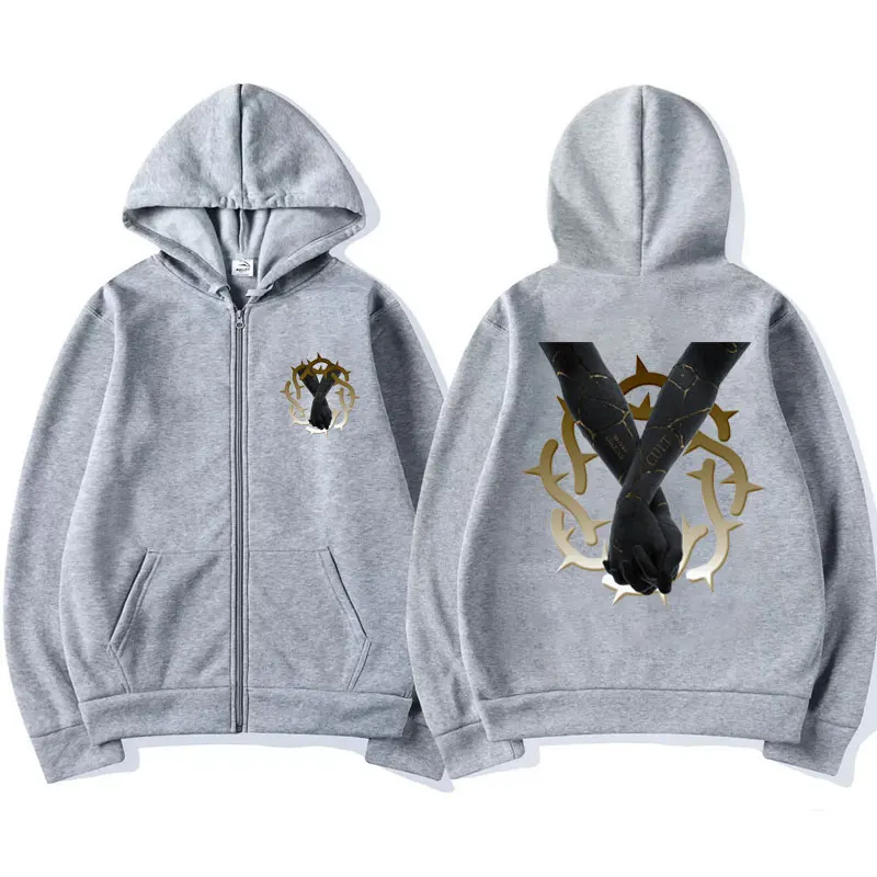 Rapper Rock Band Bad Omens Finding God Before God Finds Me Music Album Print Zip-up Hoodie Coat Male Winter Fleece Zipper Jacket