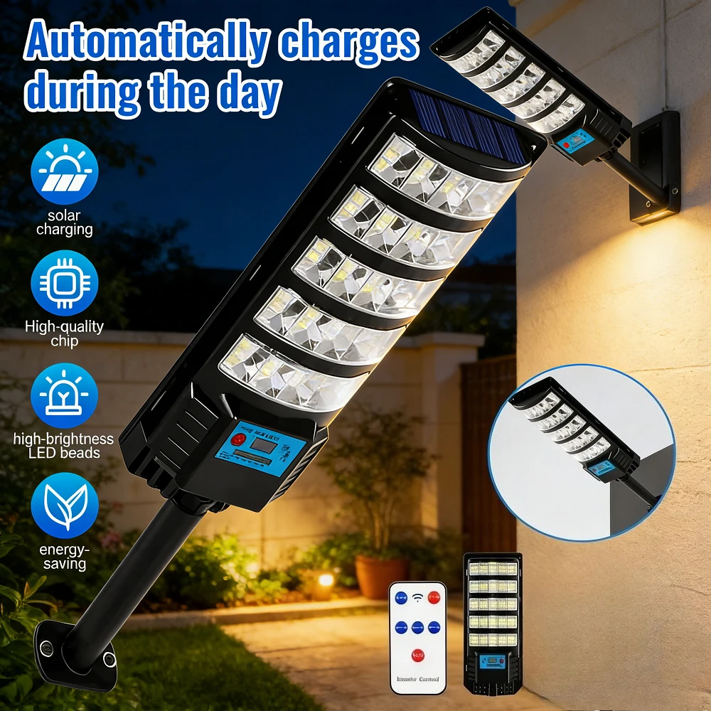 

300W Solar Wall Light 3-Side Wide Angle Lighting Outdoor Solar Street Light Radar Sensor Remote Control Waterproof Garden Light