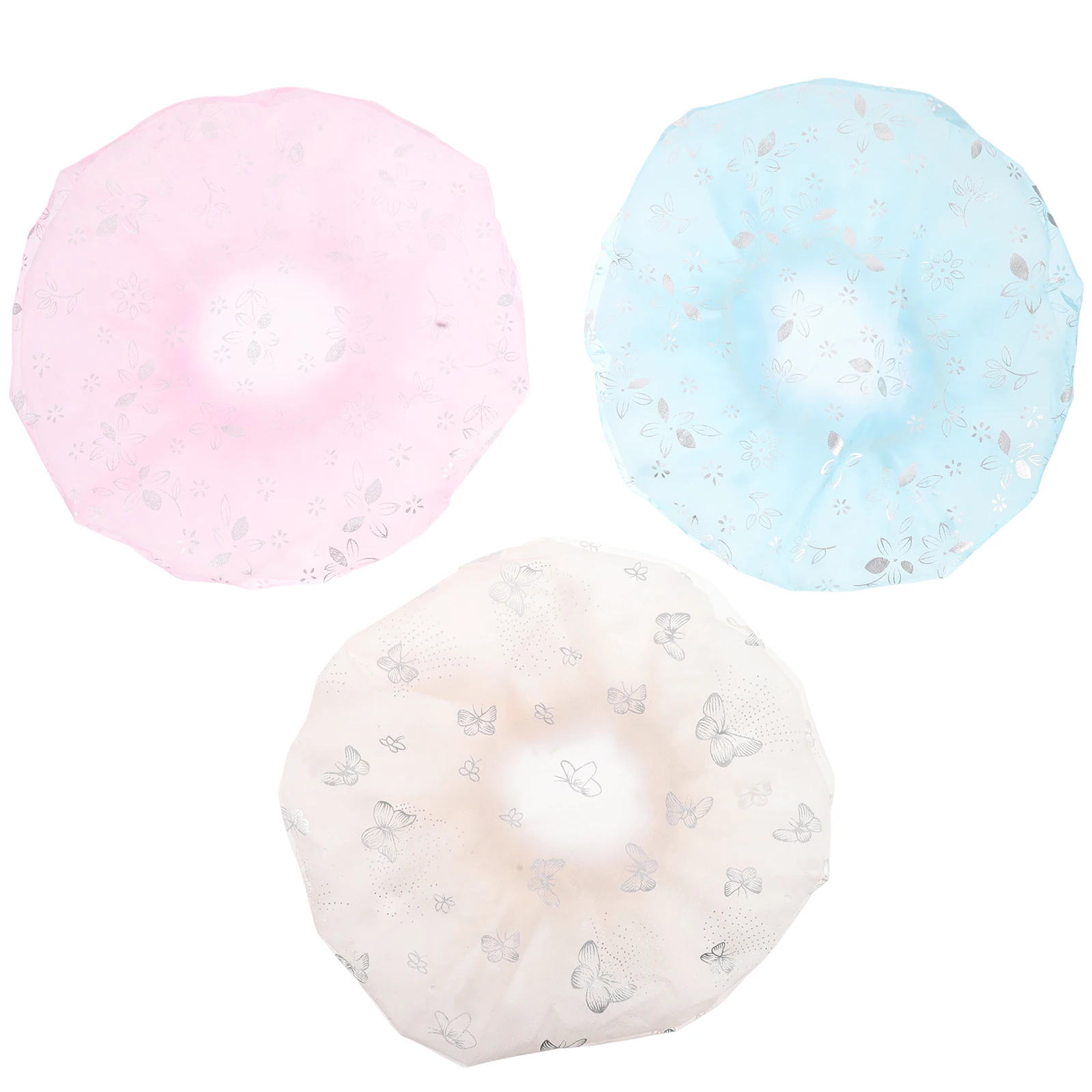 

3 pcs Mesh Foil Shower Cap Bathing Hair Cap Waterproof Make Shower Headwraps Up Hat Hair Mask Spa Bath Caps Bathroom Goods