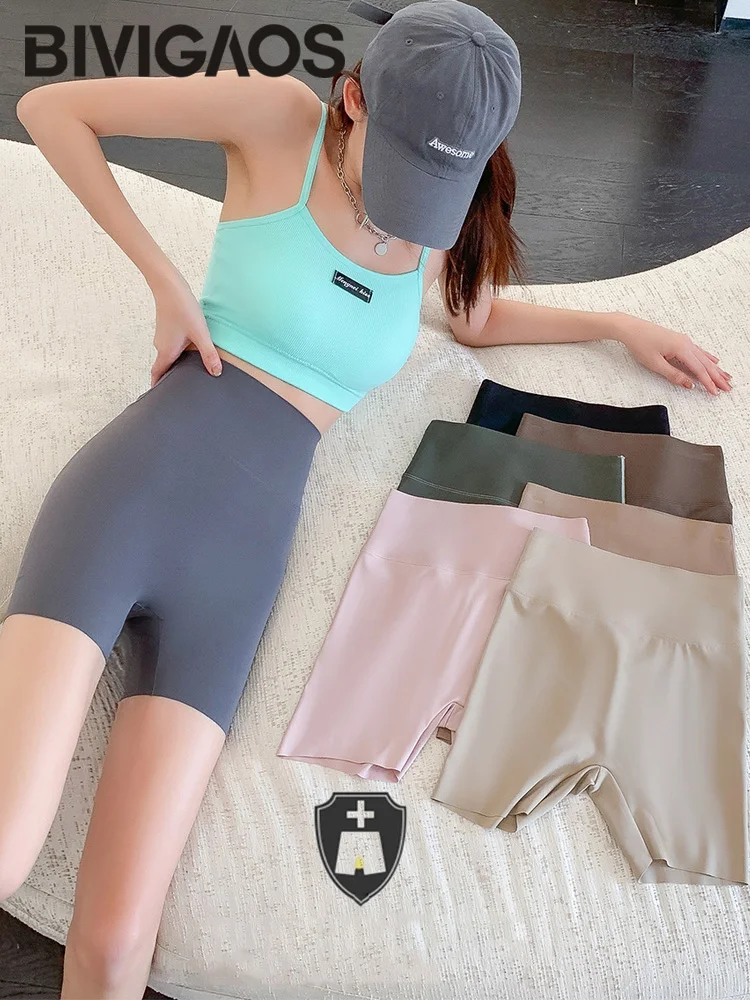 BIVIGAOS-pantalones cortos de tiburón sin costuras para mujer, Shorts de seguridad de cintura alta, ajustados, para deporte, Fitness, ciclismo