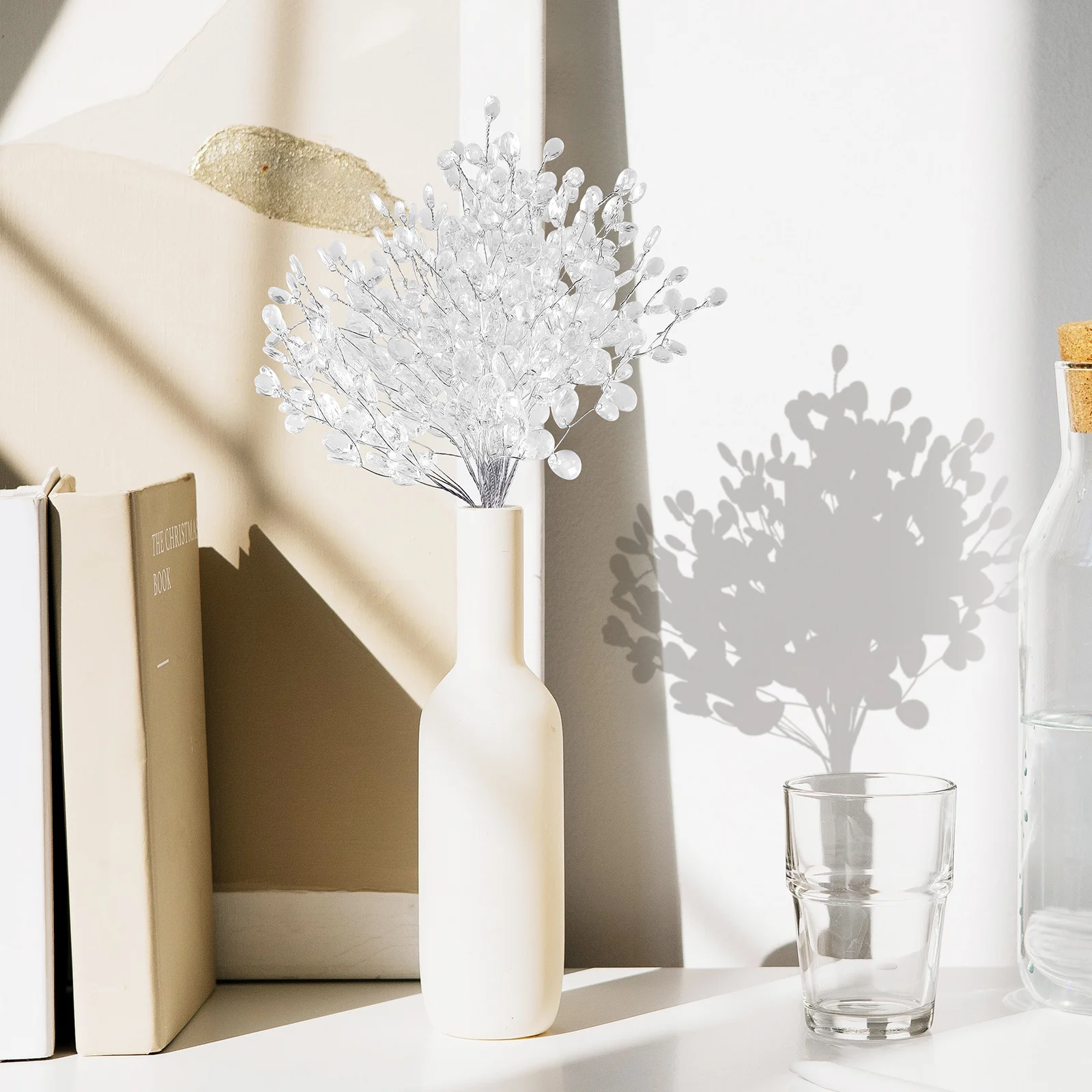 

50pcs 16Cm Artificial Bouquet Acrylic Bead Drops Spray White For Wedding Diy Home Decoration Clear Beads Garland Flexible Flower