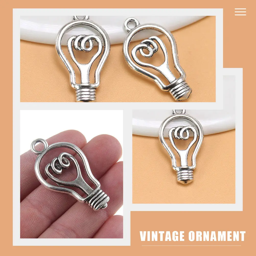 

100Pcs Vintage Lightbulb Hollow Alloy Charms Pendant Ornaments for DIY Jewelry Making Necklace Bracelet Crafts