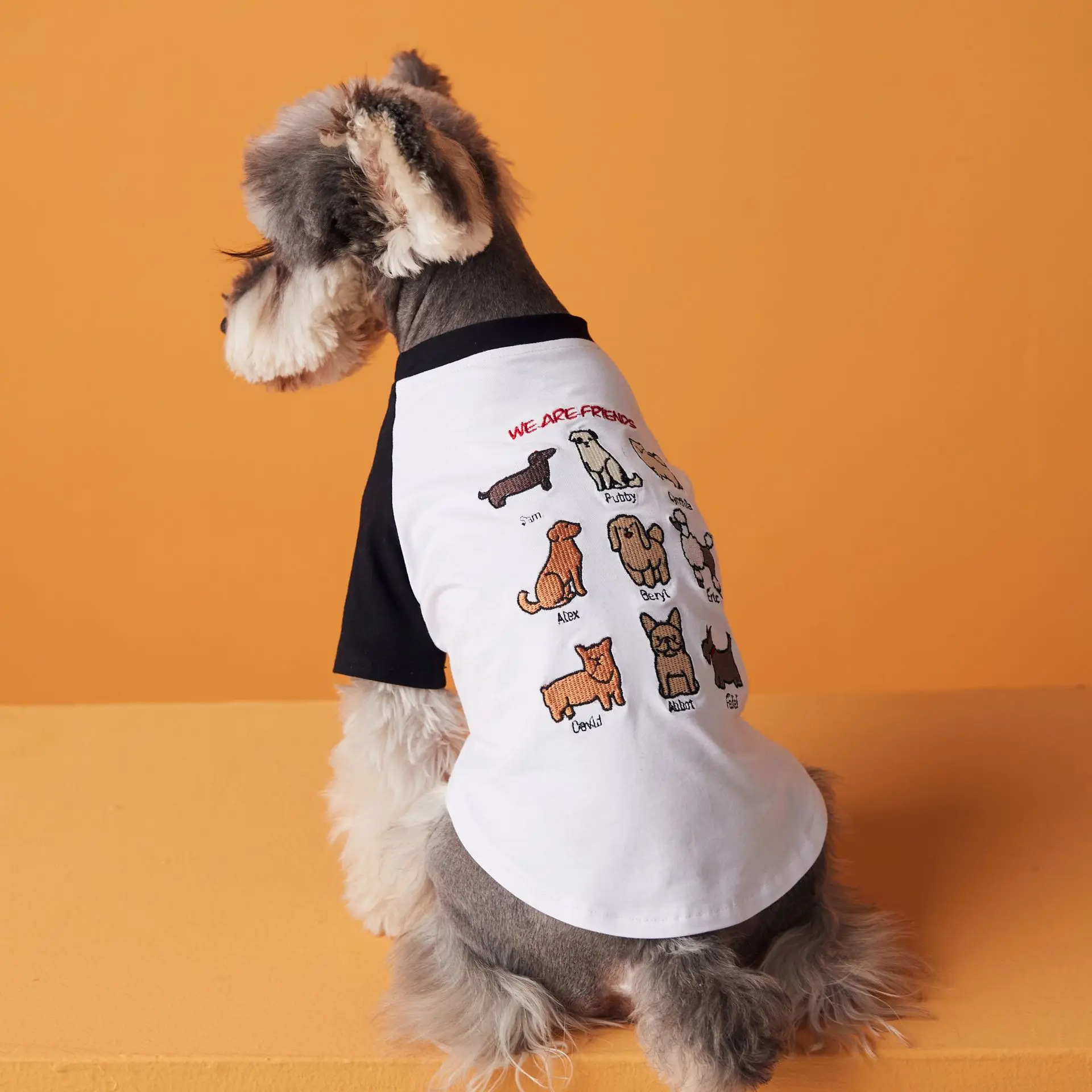 Summer Dog Clothes Colorful Embroidery Printed Pet Short T-Shirt Puppy Maltese Schnauzer Thin Breathable Small Dog Clothes