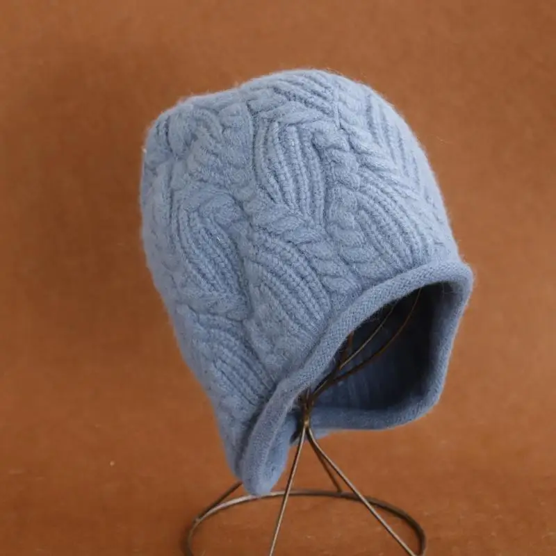 2026 Neue Y2K Herbst-Winter Warme Wollmütze für Damen, Modische Vintage-Kaninchenfellmütze, Vielseitige Faltbare Strickmütze – Detail 12