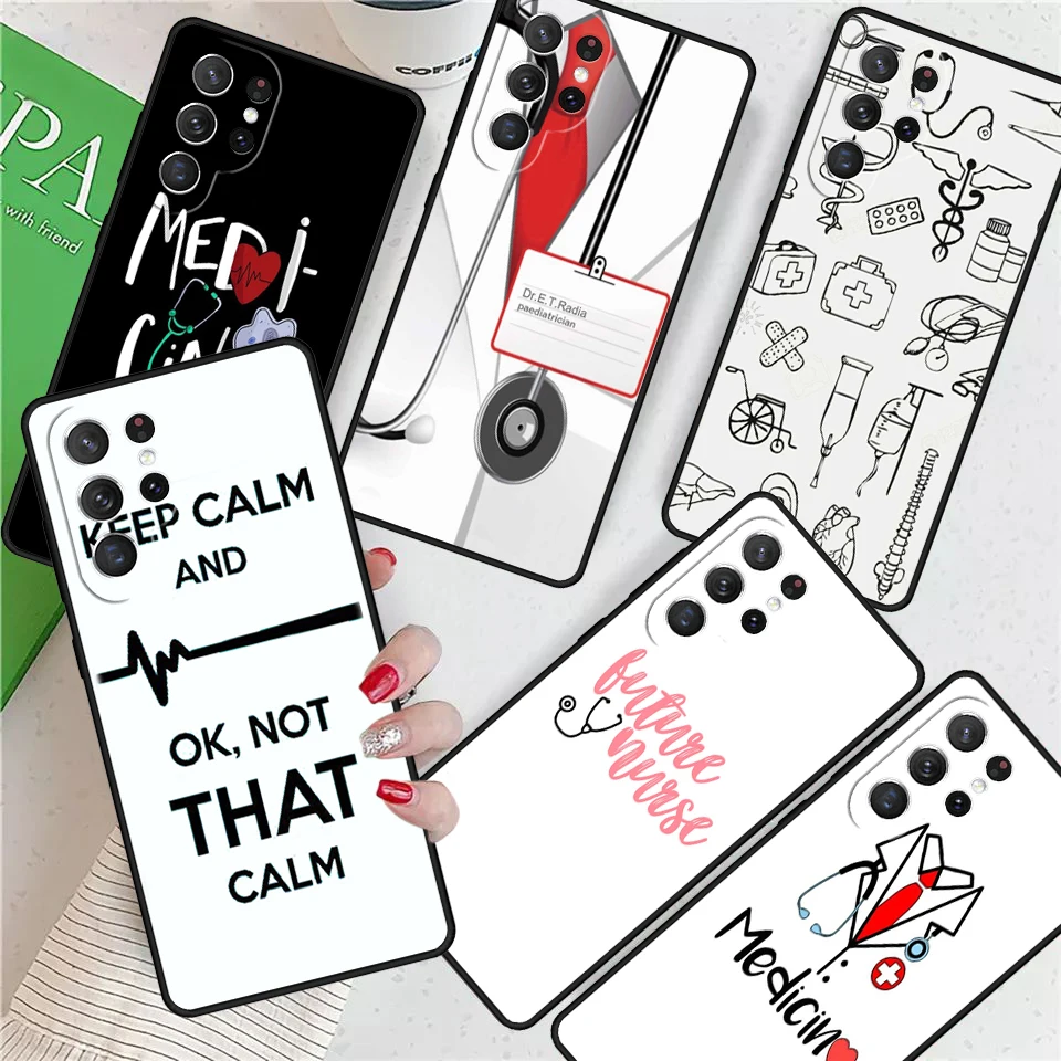 Cute Cartoon Medicine Nurse Doctor For Samsung Galaxy S24 Ultra S21 S22 S8 S9 S10E Note 10 20 Plus FE S23 Phone case Cover Coque