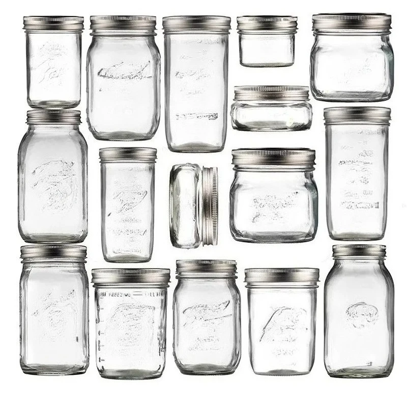 1 Stück Einmachgläser mit Deckel, Weithals-Glasgläser zum Einmachen, Mittelstücke, Beizen, Lagerung, Zubereitung von Speisen, Salat, Marmelade