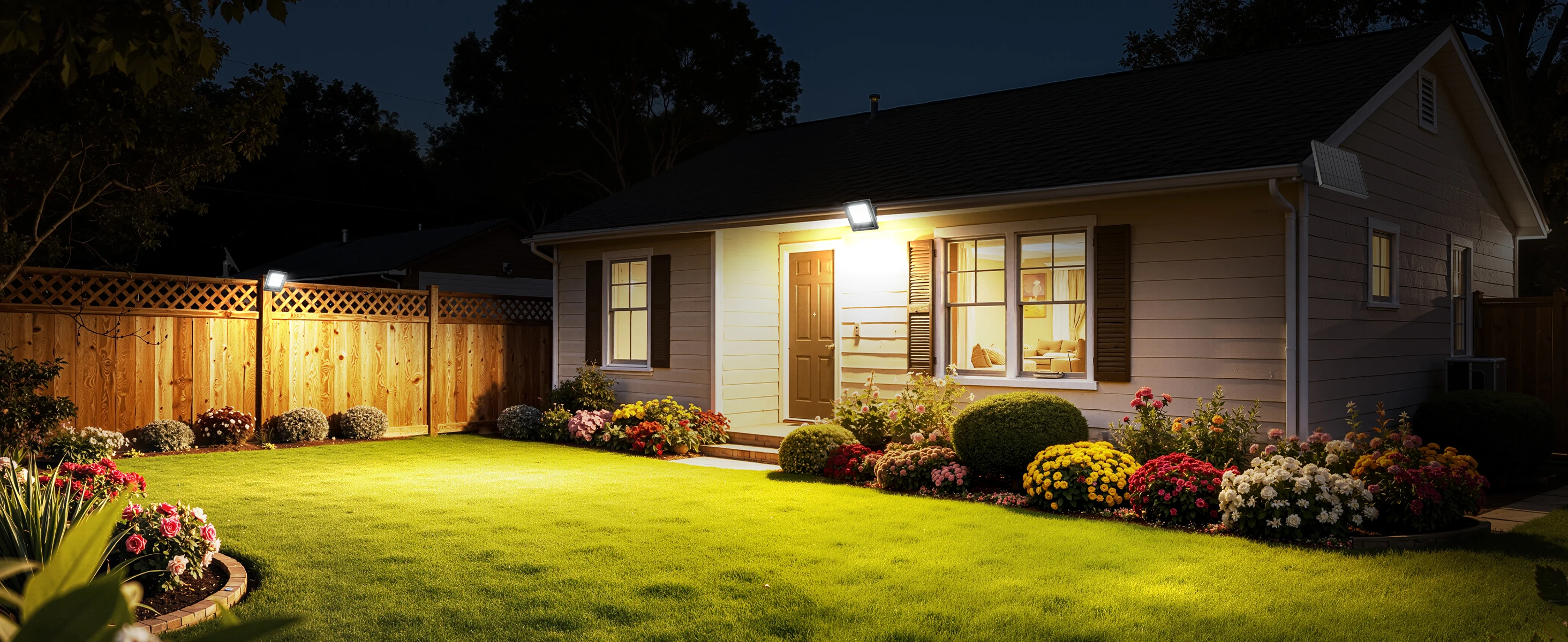 Intelamp 4400mAh 2 Pack Outdoor Solar Light Solar Lamp Waterproof Street Light Security Flood Lights For Garden Yard Patio Porch