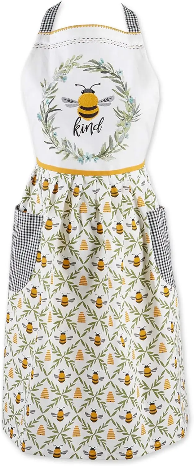 

Women's Spring & Summer Apron with Adjustable Fit, Two Large Pockets and Extra Long Ties, One Size Fits Most