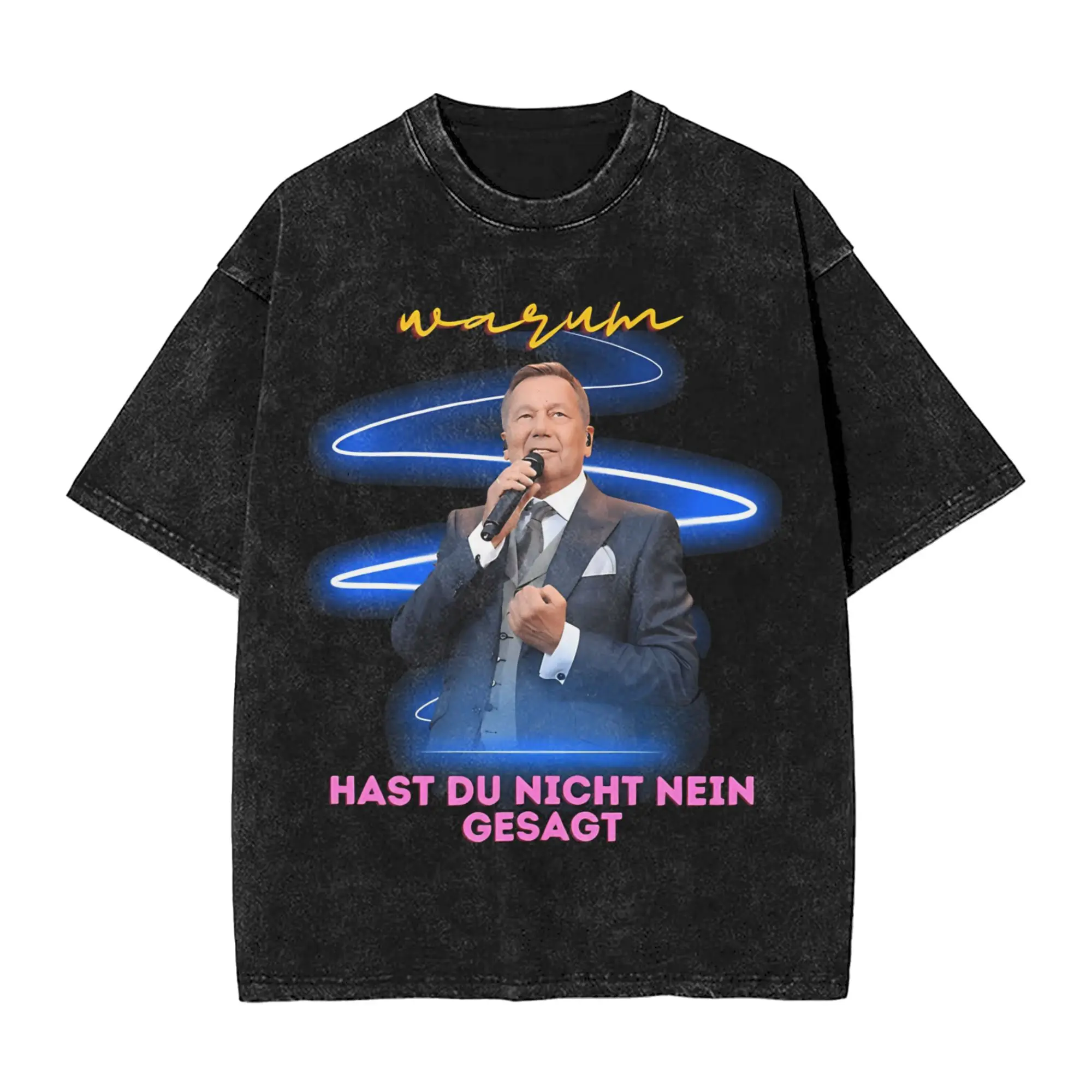 Fashion roland kaiser eurovisions 2026 T-Shirt Men Crewneck Pure Cotton Washed T Shirts  Short Sleeve Tees Graphic Printed Tops