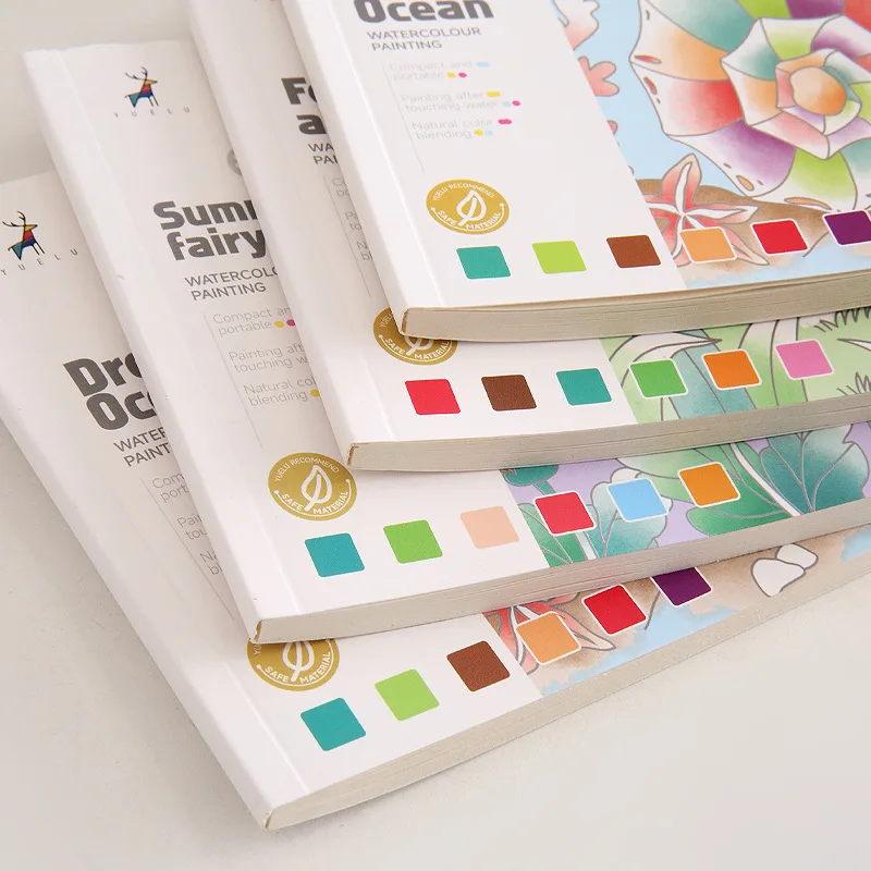 Watercolor coloring book gouache doodle drawing book children's drawing book comes with pigment watercolor drawing paper image 3
