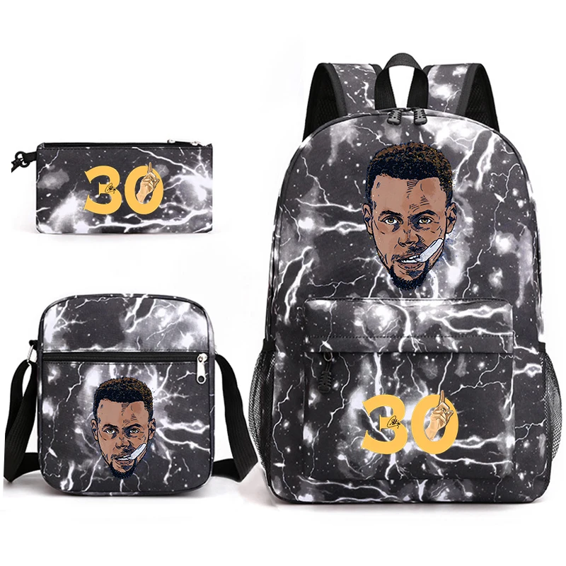 

printed student schoolbag 3-piece set casual backpack pencil case shoulder bag set suitable for boys and girls