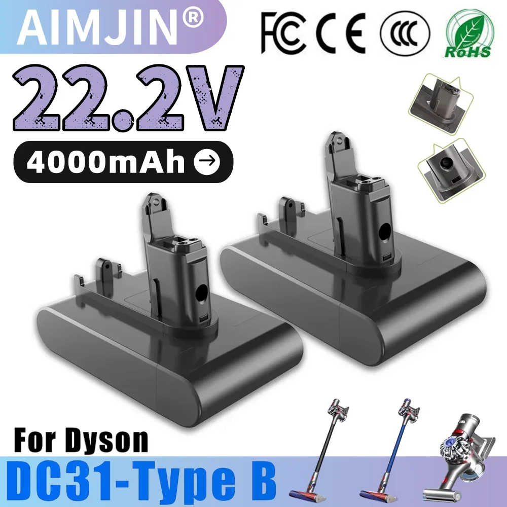 

22.2V 4000mAh For Li-ion Vacuum Battery For Dyson Replacement DC31 DC31B DC35 DC44 Handheld Power Tool Battery Only Fit Type B