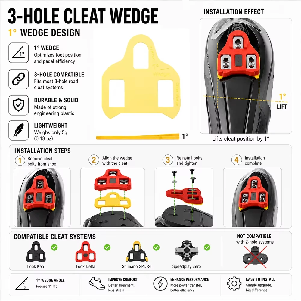 Bike Cleat Wedges for Shimano Road SPD-SL& MTB SPD ATAC SpeedPlay Crank Bros Cleats 8 pcs/Pack Bike Fitting view 4