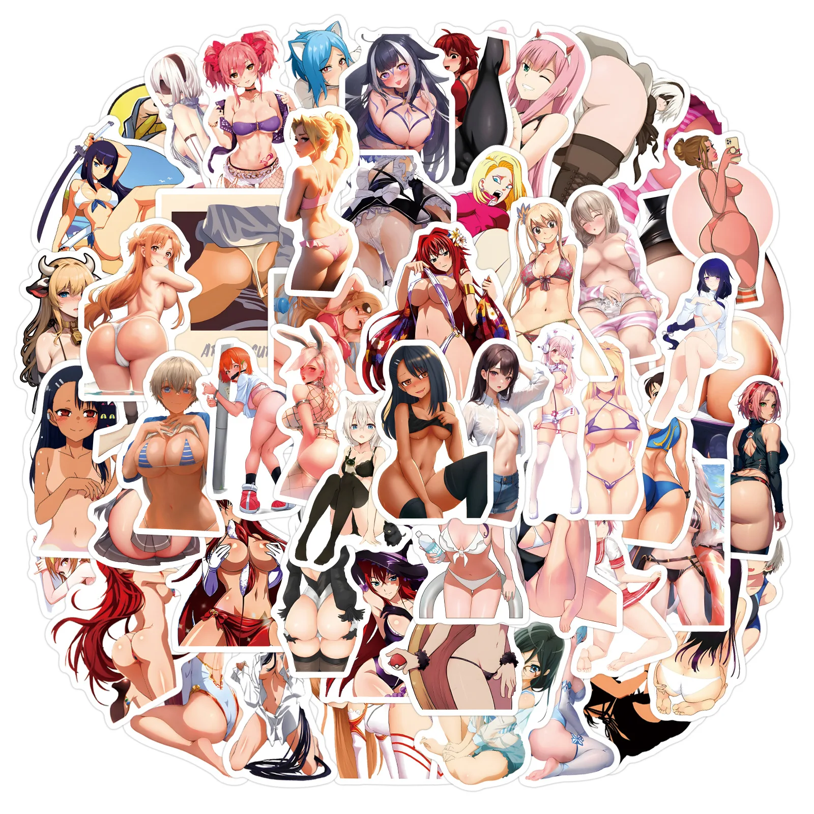 10/30/50/110PCS Waifu Cartoon Stickers Sexy Hentai Anime Sticker Waterproof Decoration Laptop Phone Guitar Bike Skateboard Decal