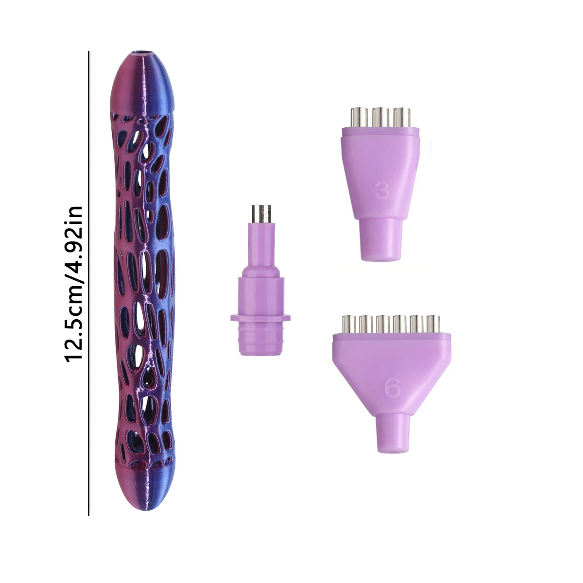 1 Set 5D Diamond Painting Dotting Pen, Resin Hollow Dual-Color Shaping Replaceable Multi-Head Dotting Pen Set