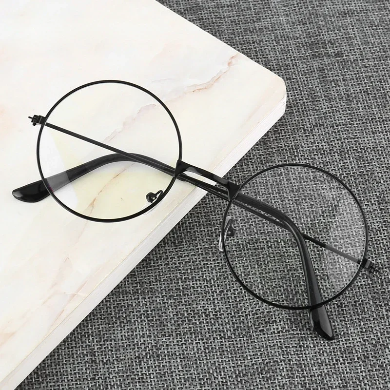 

Vintage Transparent Glasses Round Metal Frame Superlight Style Clear Lens Game Eye Glasses Protection Chic Prevent Blue Light