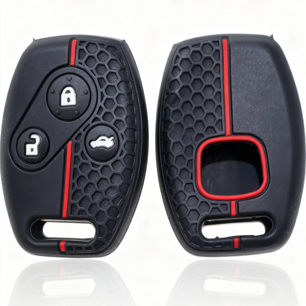 

3 buttons Silicone Car Remote Key Fob Case for Honda Civic 4D Jazz Gr8 CR-V SRV FRV Fit CSX Chord 7 Accord Emblem Extra Screw