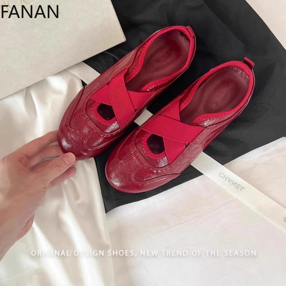5cm Height Increasing Mary Jane Shoes New Summer Cross Elastic Band Sneakers Ballet White Women's Shoes Japanese