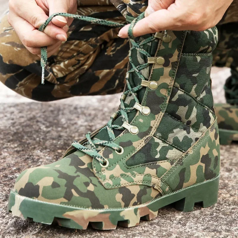 

Men Sport Boots Camouflage Men's Mens Safety Shoes High Top Breathable Desert Footwear Men's Sneakers Boots Zapatillas Male