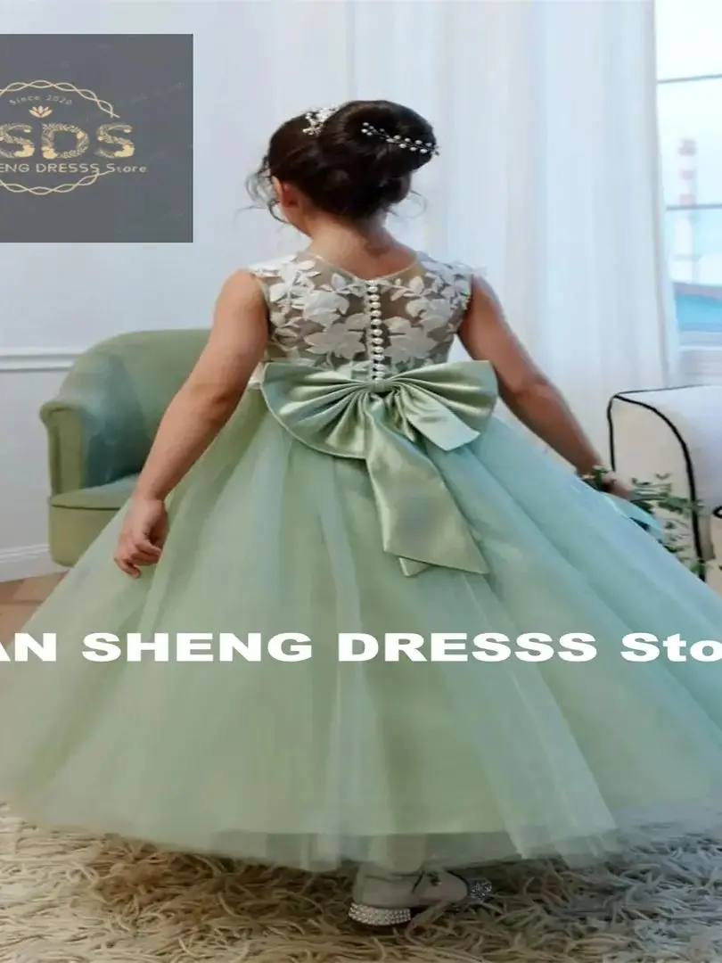 فستان فتاة الزهور من التول لوصيفة العروس وفساتين المناولة الأولى وحفلات الأميرة وفساتين الحفلات للفتيات