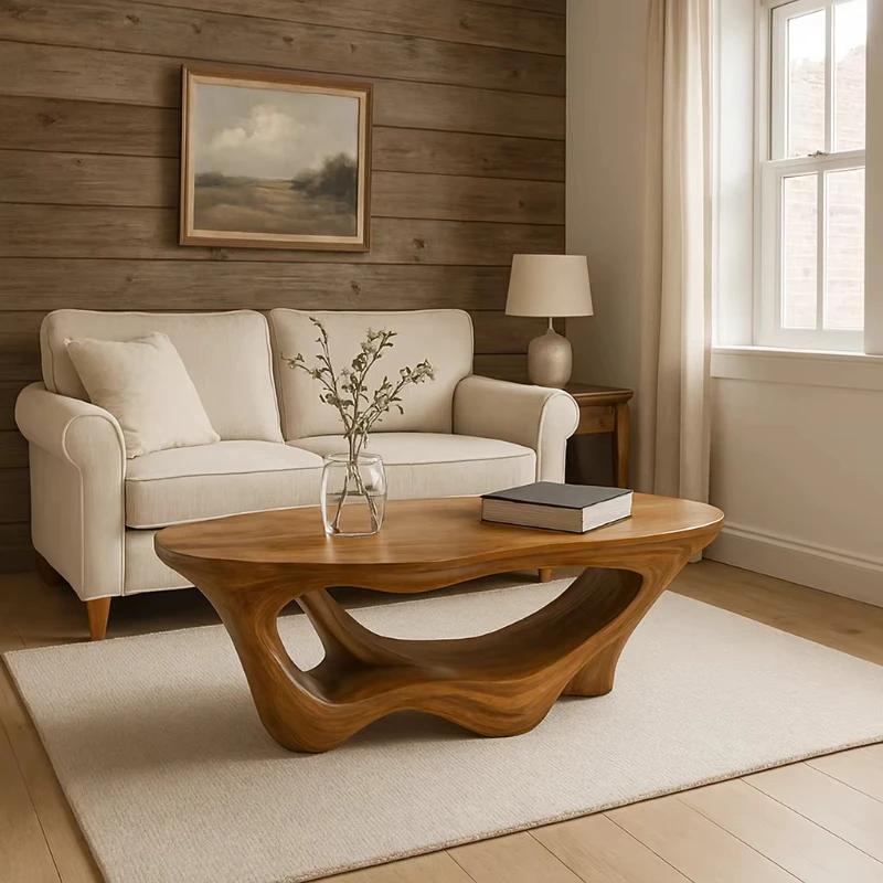 

Unique modern style log coffee table handmade solid wood living room center table country