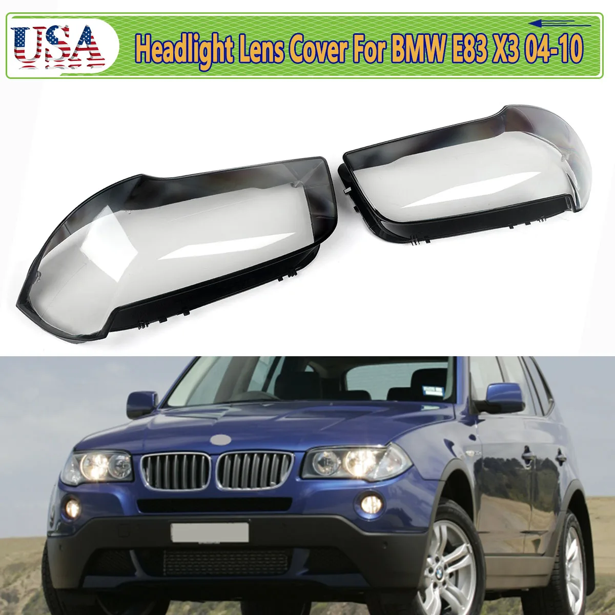 

Крышки фар (пара) для BMW E83 X3 2004-2010, левая и правая, передние линзы фар