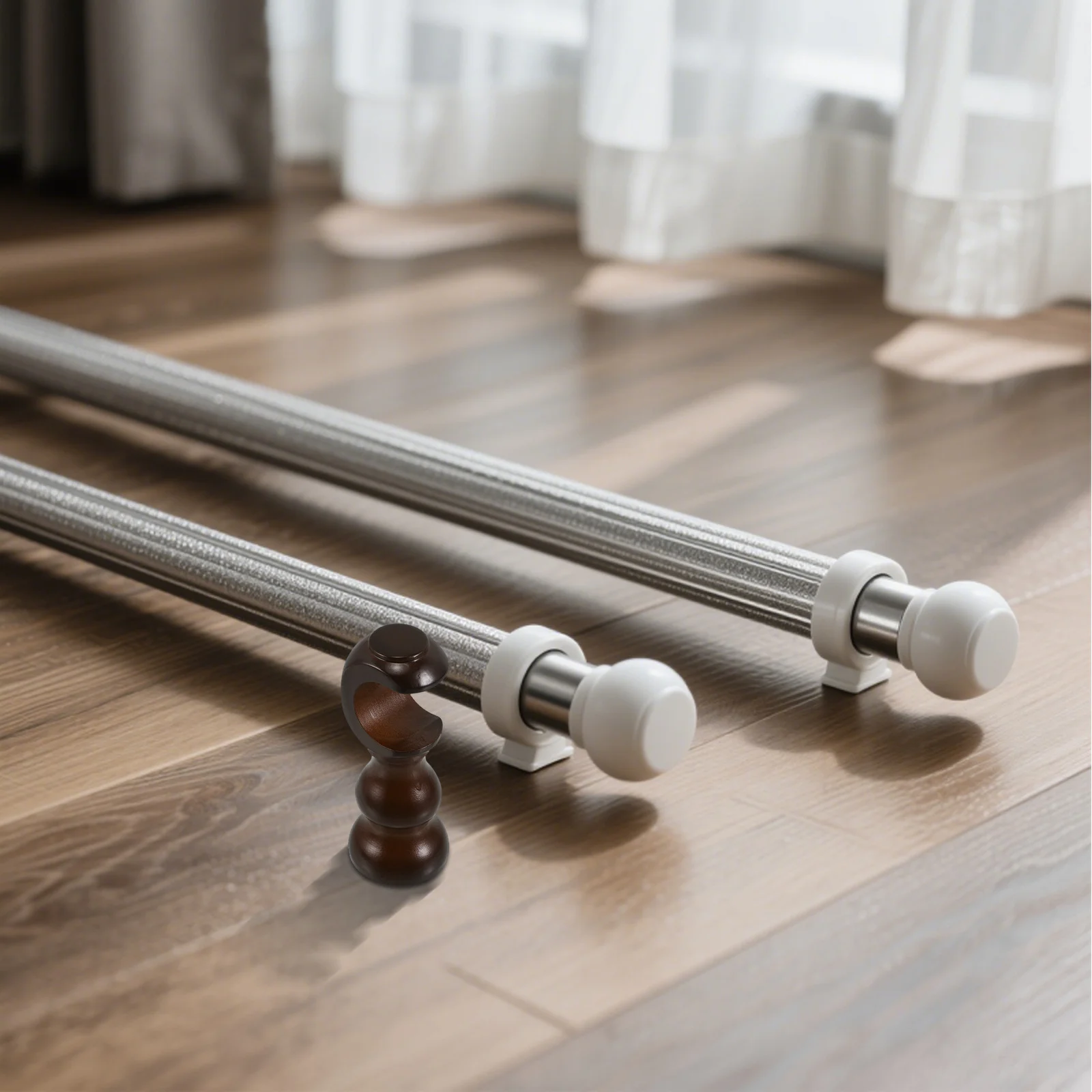 

2pcs Solid Wood Curtain Rod Bracket 28.5Mm Heavy Duty Wall Mount Support For Drapery Pole Bedroom Living Room Window Decor
