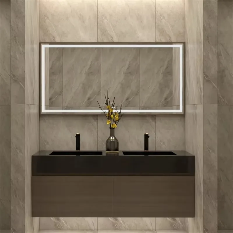 Modern Wood Bathroom Vanities Double Sink Waterproof Bathroom Cabinet