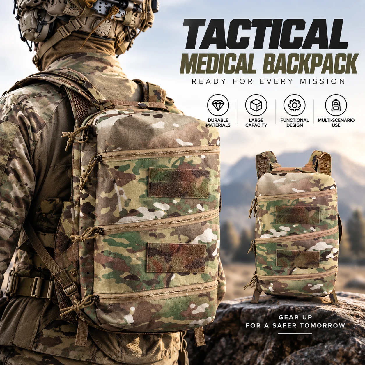 Style Large Capacity Medical Backpack Survival Tools Storage Bag First Aid Storage Knapsack for Emergency Tools Hiking Camping