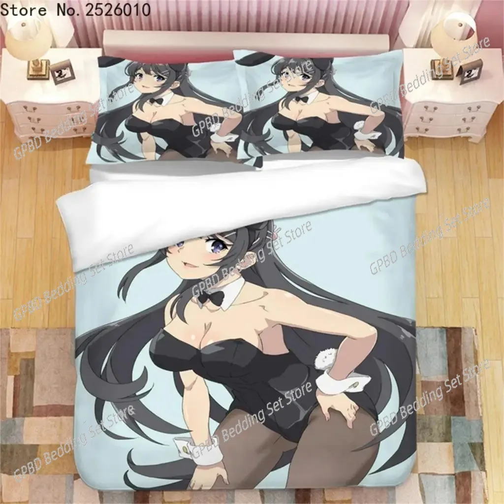 

Japanese Anime Kawaii Sakurajima Mai 3D Printed Bedding Set Duvet Covers Pillowcases Comforter Bedding Set Bedclothes Bed Linen