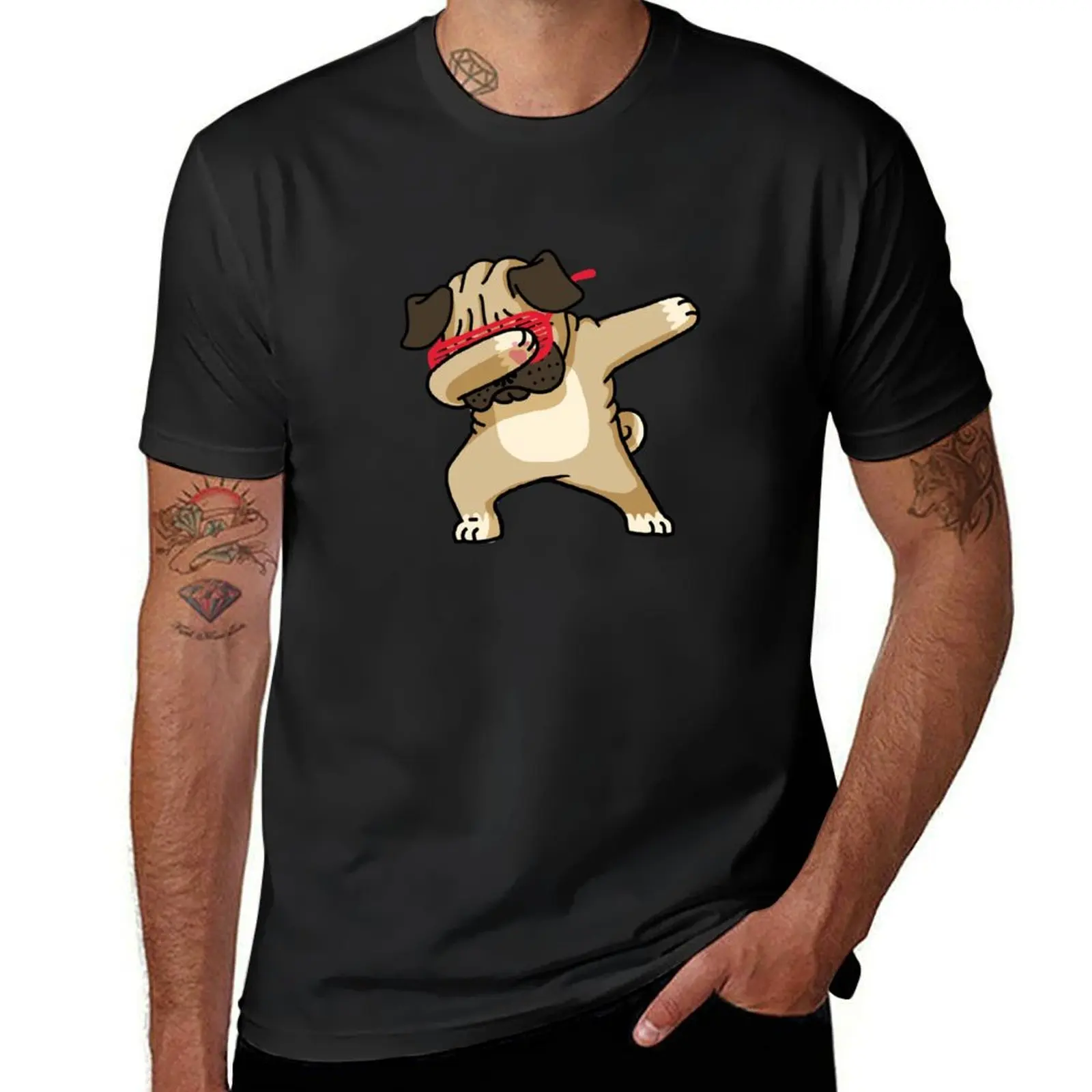 

Dabbing Pug funny hip hop tshirt T-Shirt animal prinfor boys kawaii clothes for a boy plain mens cotton t shirts
