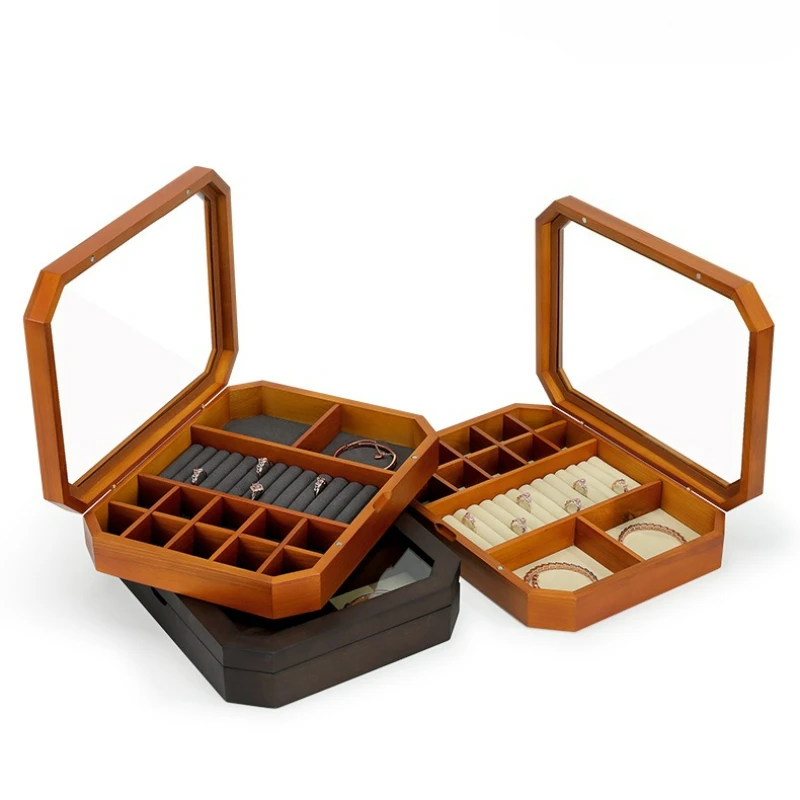

Solid wood jewelry box, necklace, ring, earring bracelet, walnut stationery storage box, jewelry storage box