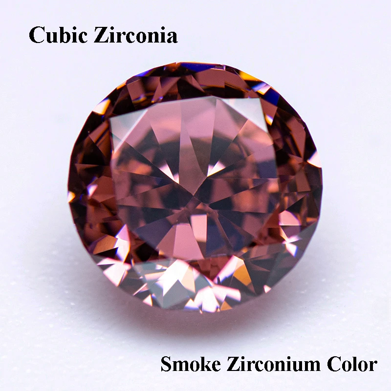 Cubic Zirconia Crushed Ice Cut Smoke Zirconium Color Round Shape Charms Beads for Jewelry Making Rings Materials No Certificate